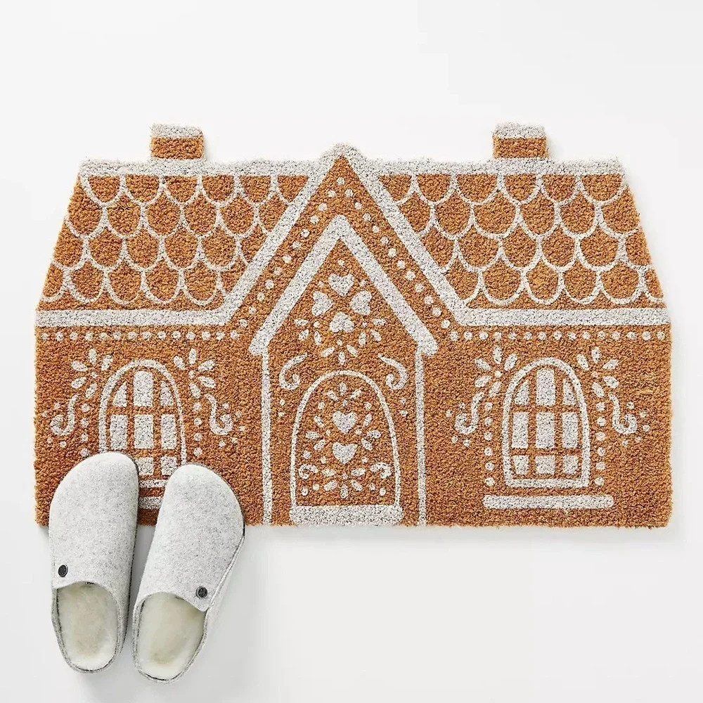 Anthropologie Gingerbread House Doormat NIP